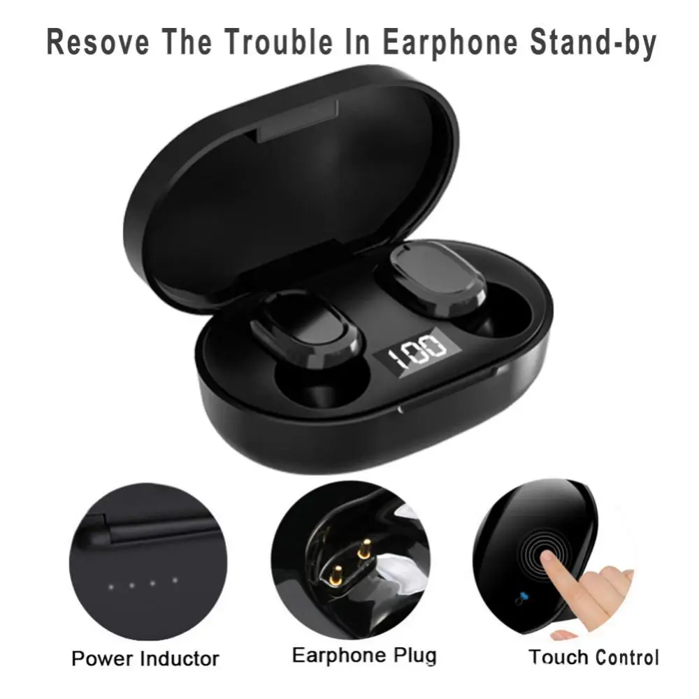 F6S Wireless TWS Bluetooth 5.2 Sports Stereo In-Ear Headphones For Sport Black 4 F6S Wireless TWS Bluetooth 5.2 Sports Stereo In-Ear Headphones For Sport Black - Image 2