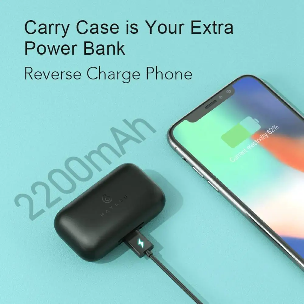 Haylou T15 Bluetooth 5.0 True Wireless Earbuds Realtek 8763VXP Google Assistant Siri 60 Hours Playtime Use Independently 2200mAh Charging Case - Black 4 Haylou T15 Bluetooth 5.0 True Wireless Earbuds Realtek 8763VXP Google Assistant Siri 60 Hours Playtime Use Independently 2200mAh Charging Case - Black - Image 2