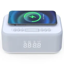 KIMIUP 101 Desktop Wireless Charging Bluetooth Speaker LED Alarm Clock With FM Radio