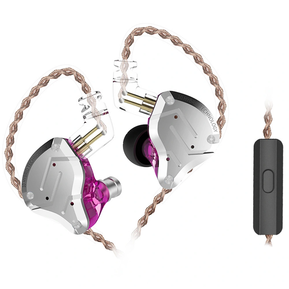 KZ ZS10 Pro Wired Earphone 4BA+1DD Hybrid Technology In-ear HiFi Bass Game Headset With Mic - Purple 3 KZ ZS10 Pro Wired Earphone 4BA+1DD Hybrid Technology In-ear HiFi Bass Game Headset With Mic - Purple