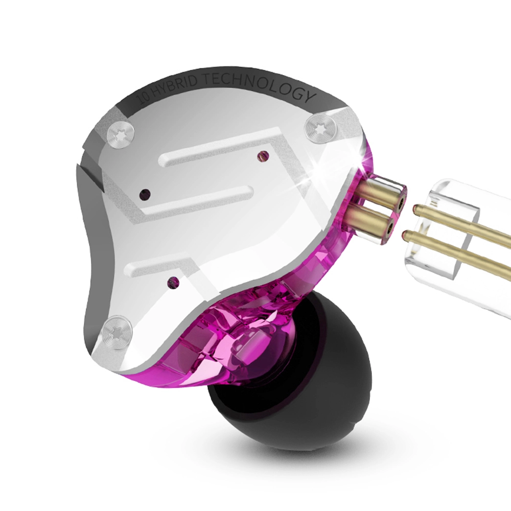 KZ ZS10 Pro Wired Earphone 4BA+1DD Hybrid Technology In-ear HiFi Bass Game Headset With Mic - Purple 4 KZ ZS10 Pro Wired Earphone 4BA+1DD Hybrid Technology In-ear HiFi Bass Game Headset With Mic - Purple - Image 2