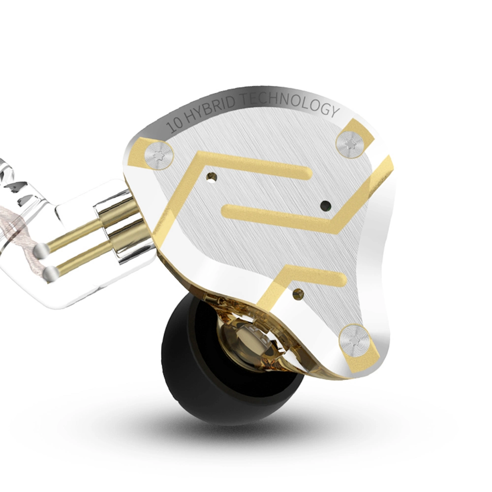 KZ ZS10 Pro Wired Earphone 4BA+1DD Hybrid Technology In-ear HiFi Bass Game Headset With Mic - Glittering Gold 4 KZ ZS10 Pro Wired Earphone 4BA+1DD Hybrid Technology In-ear HiFi Bass Game Headset With Mic - Glittering Gold - Image 2