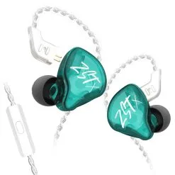 KZ ZST X Hybrid Unit In-Ear Earphones With Silver-plated Cable With Mic - Cyan