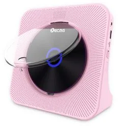 Kecag KC-806 Desktop CD Player With LED Display Bluetooth 5.0 Remote Control FM Radio MP3 Headphone Jack USB - Pink