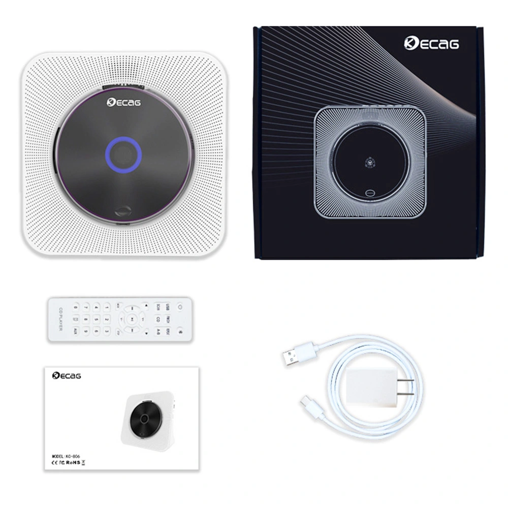 Kecag KC-806 Desktop CD Player With LED Display Bluetooth 5.0 Remote Control FM Radio MP3 Headphone Jack USB - White 6 Kecag KC-806 Desktop CD Player With LED Display Bluetooth 5.0 Remote Control FM Radio MP3 Headphone Jack USB - White - Image 4