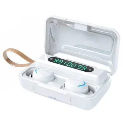 Makibes F9-5C TWS Headphones With Charging Box BT5.0 Stereo Touch Control Sports Earbuds With Microphone, Lanyard - White