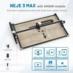 NEJE 3 MAX 12W Laser Engraver Cutter, A40640 Laser Module, 0.04*0.06mm Compressed Spot, Built-in Air Assist, NEJE WIN Software, Android IOS App Control, Metal Nozzle Module Radiator, Engraving Size 460*810mm, Expandable To 810*1030mm 11 NEJE 3 MAX 12W Laser Engraver Cutter, A40640 Laser Module, 0.04*0.06mm Compressed Spot, Built-in Air Assist, NEJE WIN Software, Android IOS App Control, Metal Nozzle Module Radiator, Engraving Size 460*810mm, Expandable To 810*1030mm -Headphones & Earphones shop NEJE 3 MAX Laser Engraver with A40640 Dual Laser Beam Module Kit 501242 1