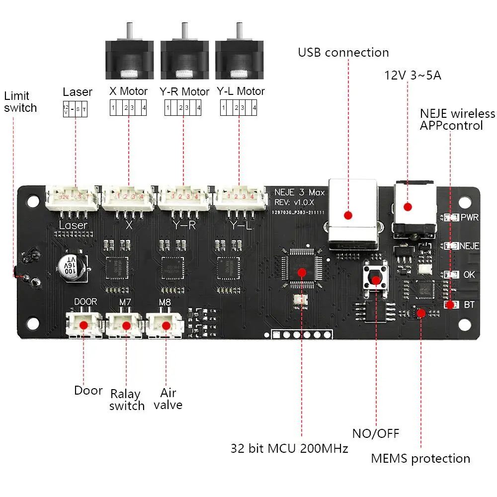 NEJE 3 MAX 12W Laser Engraver Cutter, A40640 Laser Module, 0.04*0.06mm Compressed Spot, Built-in Air Assist, NEJE WIN Software, Android IOS App Control, Metal Nozzle Module Radiator, Engraving Size 460*810mm, Expandable To 810*1030mm 8 NEJE 3 MAX 12W Laser Engraver Cutter, A40640 Laser Module, 0.04*0.06mm Compressed Spot, Built-in Air Assist, NEJE WIN Software, Android IOS App Control, Metal Nozzle Module Radiator, Engraving Size 460*810mm, Expandable To 810*1030mm - Image 6