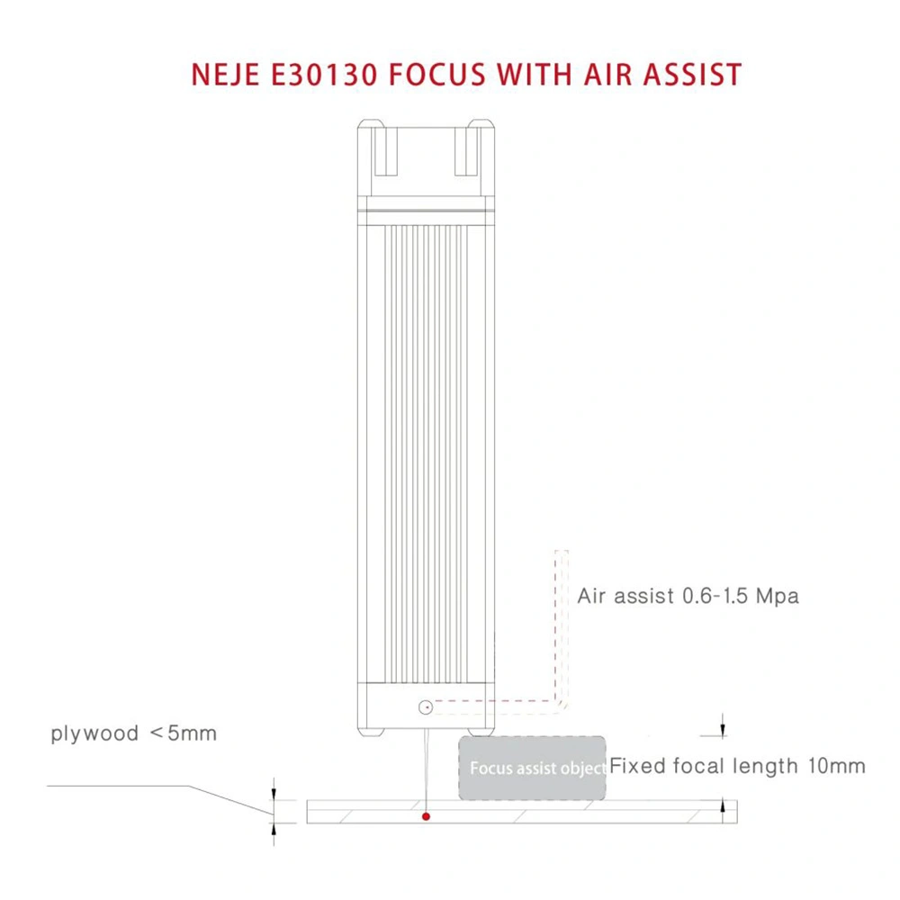 NEJE E30130 5.5-7.5W Laser Module Kit 1, Built-in Air Assist, 0.06*0.06mm Focus Spot, 20mm Fixed Focus 5 NEJE E30130 5.5-7.5W Laser Module Kit 1, Built-in Air Assist, 0.06*0.06mm Focus Spot, 20mm Fixed Focus - Image 3