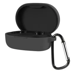 Flexible Silicone Storage Case Shockproof Dustproof With Hook For Redmi Airdots/A6S/E6S TWS Earbuds Charging Case - Black -Headphones & Earphones shop Redmi airdots Flexible Silicone Storage Case 893722