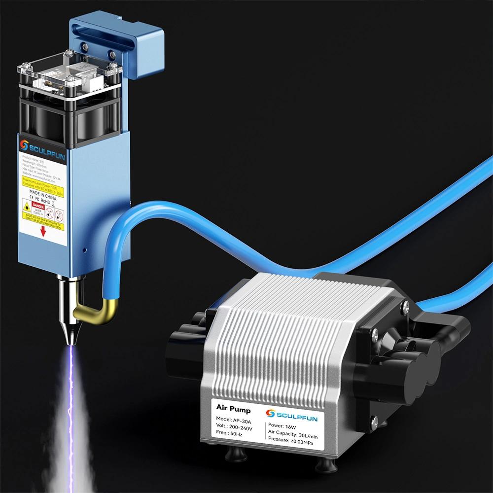 SCULPFUN 30L/Min 200-240V Air Pump Compressor For Laser Engraver, Adjustable Speed Low Noise Low Vibration - EU Plug 6 SCULPFUN 30L/Min 200-240V Air Pump Compressor For Laser Engraver, Adjustable Speed Low Noise Low Vibration - EU Plug - Image 4