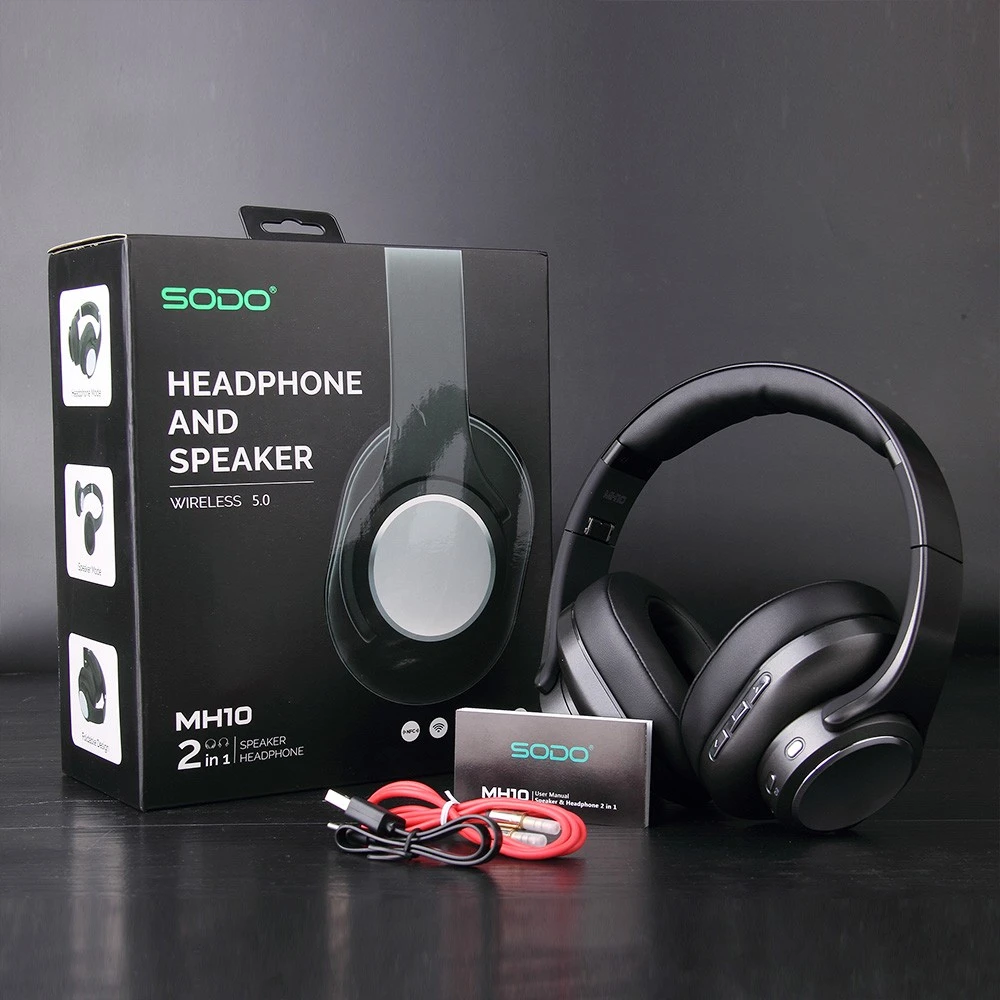 SODO MH10 2-in-1 Wireless Bluetooth On-Ear Headphone & Speaker, Built-in 3-EQ Foldable Headset With Mic - Black 8 SODO MH10 2-in-1 Wireless Bluetooth On-Ear Headphone & Speaker, Built-in 3-EQ Foldable Headset With Mic - Black - Image 6