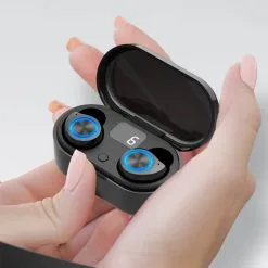 TW80 Bluetooth 5.0 True Wireless Earphones Siri LED Power Display 3.5 Hours Playtime - Black -Headphones & Earphones shop TW80 TWS Wireless Bluetooth 5 0 Earbuds 892909