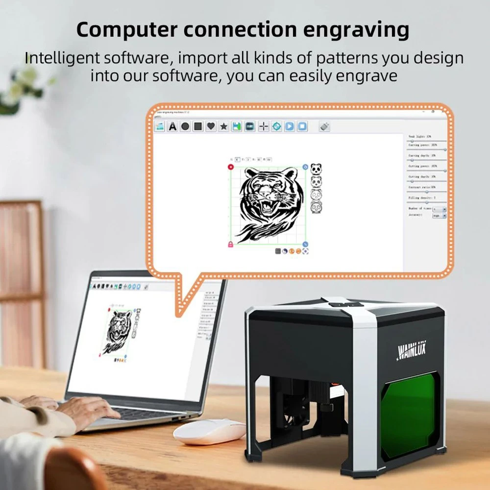 WAINLUX K6 Mini Laser Engraver Cutter, 3W Laser Power, 0.05mm Precision, Adjustable Focus, Offline Engraving, Built-in Exhaust Fan, App Connection, 80*80mm 6 WAINLUX K6 Mini Laser Engraver Cutter, 3W Laser Power, 0.05mm Precision, Adjustable Focus, Offline Engraving, Built-in Exhaust Fan, App Connection, 80*80mm - Image 4