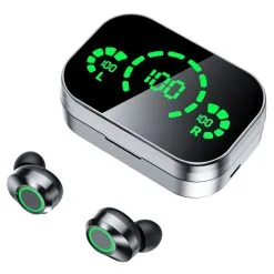 YD03 Bluetooth 5.3 TWS Earphones, Smart Digital Display, Game Video Musci Modes, Stereo Sound, Noise Reduction, Independent Use, Black