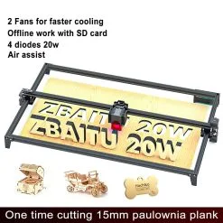 ZBAITU M81 F20 VF 20W Laser Engraver Cutter With Updated Drag Chain Kits, Fixed-focus, Air Assist, 0.08x0.08mm Spot, 10000mm/min Engraving Speed, Dual Fans, WiFi Connection, Support SD Card Offline Working, 810*460mm -Headphones & Earphones shop ZBAITU M81 F20 VF 20W Laser Engraver Cutter 519052 2