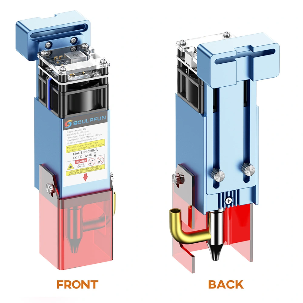 SCULPFUN S10 10W Laser Module Set, High Speed Air Assist, Fixed Focus, 0.08mm Ultra-Fine Compressed Spot, Adjustable Laser Eye Shield 4 SCULPFUN S10 10W Laser Module Set, High Speed Air Assist, Fixed Focus, 0.08mm Ultra-Fine Compressed Spot, Adjustable Laser Eye Shield - Image 2