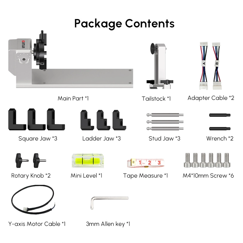 ORTUR YRC1.0 Y-Axis Rotary Chuck, Adjustable Elevation, 360 Degrees Engraving 8 ORTUR YRC1.0 Y-Axis Rotary Chuck, Adjustable Elevation, 360 Degrees Engraving - Image 6