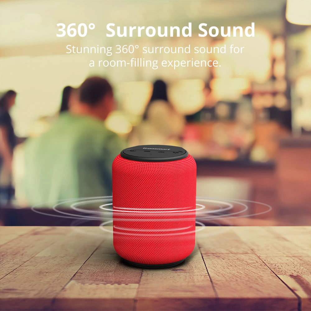 Tronsmart Element T6 Mini 15W Bluetooth 5.0 Speaker 30m Connection Siri Google Assistant IPX6 24H Playtime USB-C - Red 4 Tronsmart Element T6 Mini 15W Bluetooth 5.0 Speaker 30m Connection Siri Google Assistant IPX6 24H Playtime USB-C - Red - Image 2