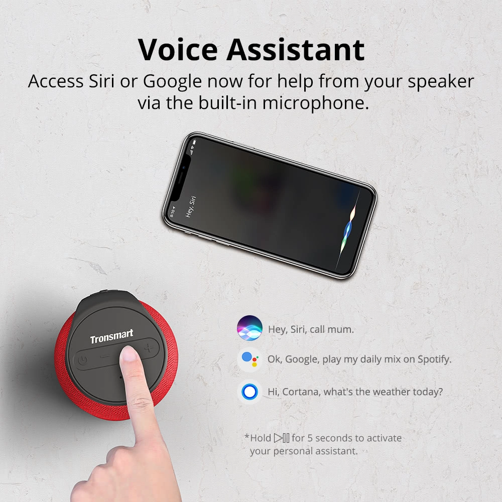 Tronsmart Element T6 Mini 15W Bluetooth 5.0 Speaker 30m Connection Siri Google Assistant IPX6 24H Playtime USB-C - Red 5 Tronsmart Element T6 Mini 15W Bluetooth 5.0 Speaker 30m Connection Siri Google Assistant IPX6 24H Playtime USB-C - Red - Image 3