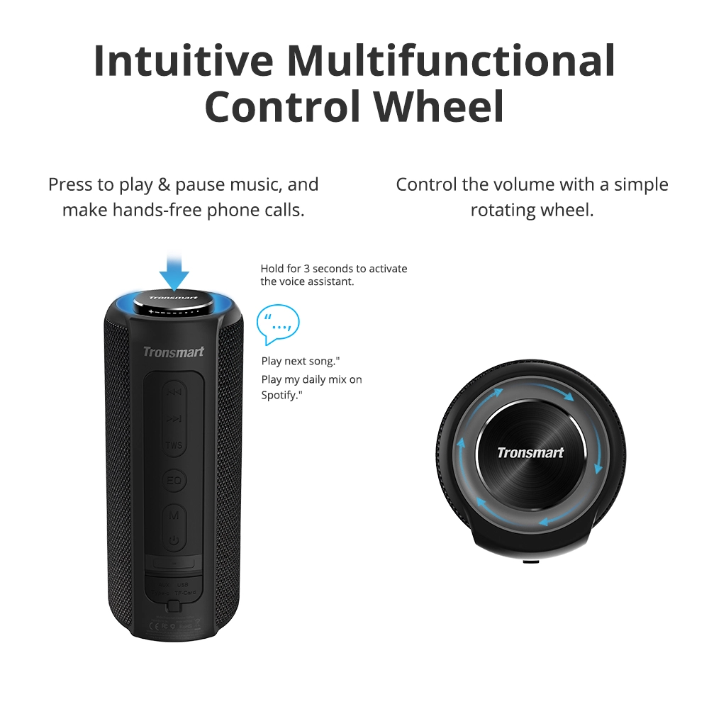 Tronsmart Element T6 Plus Portable Bluetooth 5.0 Speaker With 40W Max Output, Deep Bass, IPX6 Waterproof, TWS - Black 7 Tronsmart Element T6 Plus Portable Bluetooth 5.0 Speaker With 40W Max Output, Deep Bass, IPX6 Waterproof, TWS - Black - Image 5